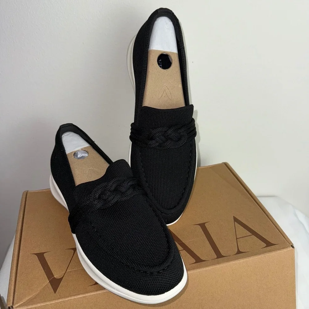 VIVAIA Loafers Knit Shoes Black Water Repellent Walker Pro Size US 8 EU 39‎
